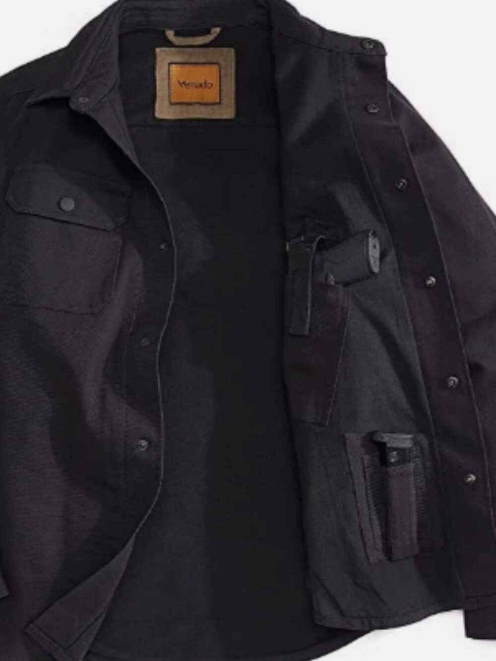 Concealed Carry Flannel Lined Canvas Shirt Jacket - Black | 2XL